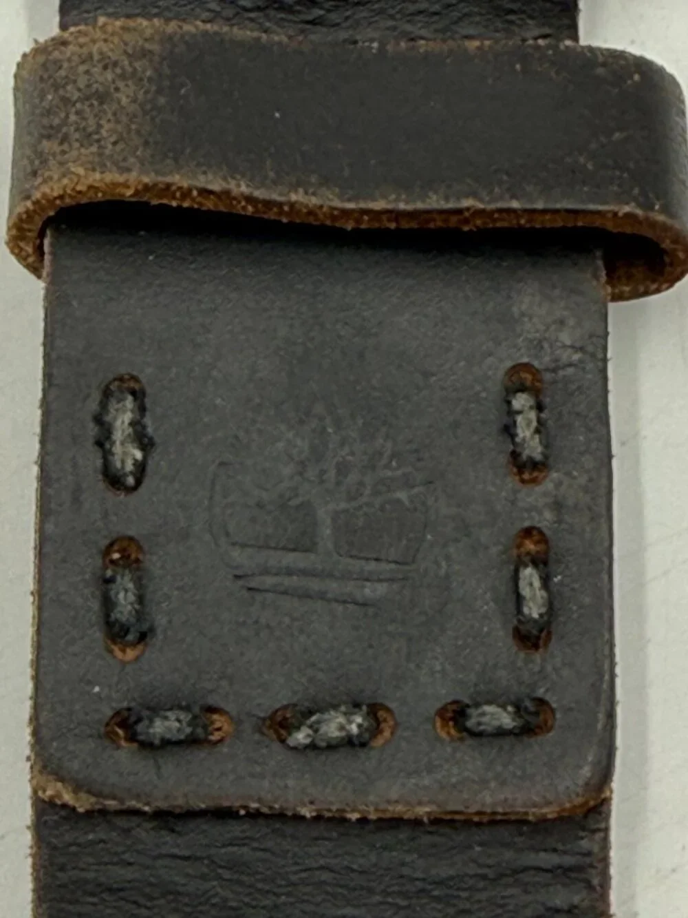Timberland Genuine Leather Belt Size 36 Brown Silver Buckle 1.5